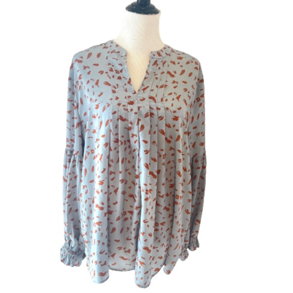 Entro Blue Animal Print Long Sleeve Blouse - Picture 9 of 15